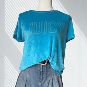 Y2k juicy couture sky blue velour tshirt